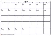 2020  calendar April blank format landscape