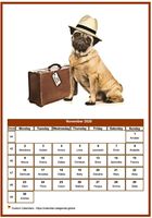 November 2020 calendar of serie 'dogs'