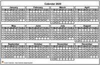 2020 calendar to print, mini format 4x3