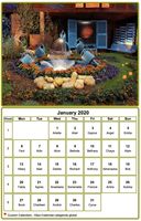Monthly 2020 calendar with picture at the top