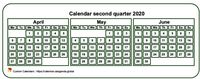 2020 quarterly mini white calendar