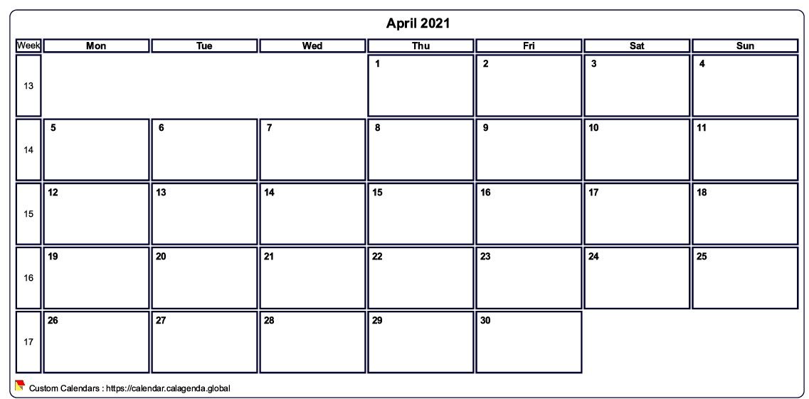 Calendar April 2021
