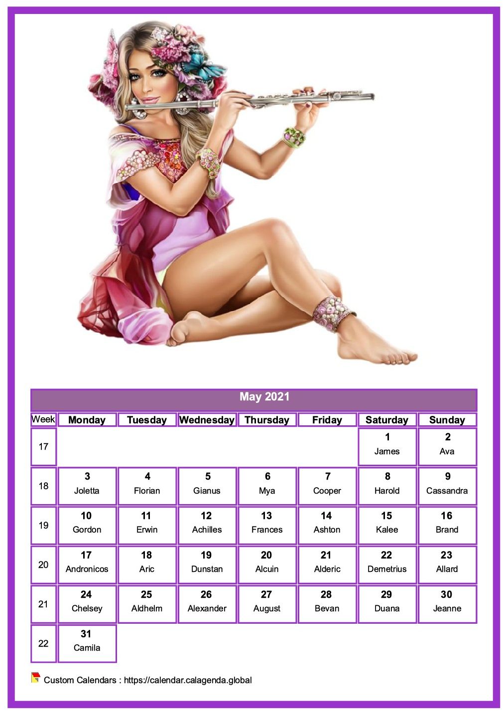 Calendar May 2021 women
