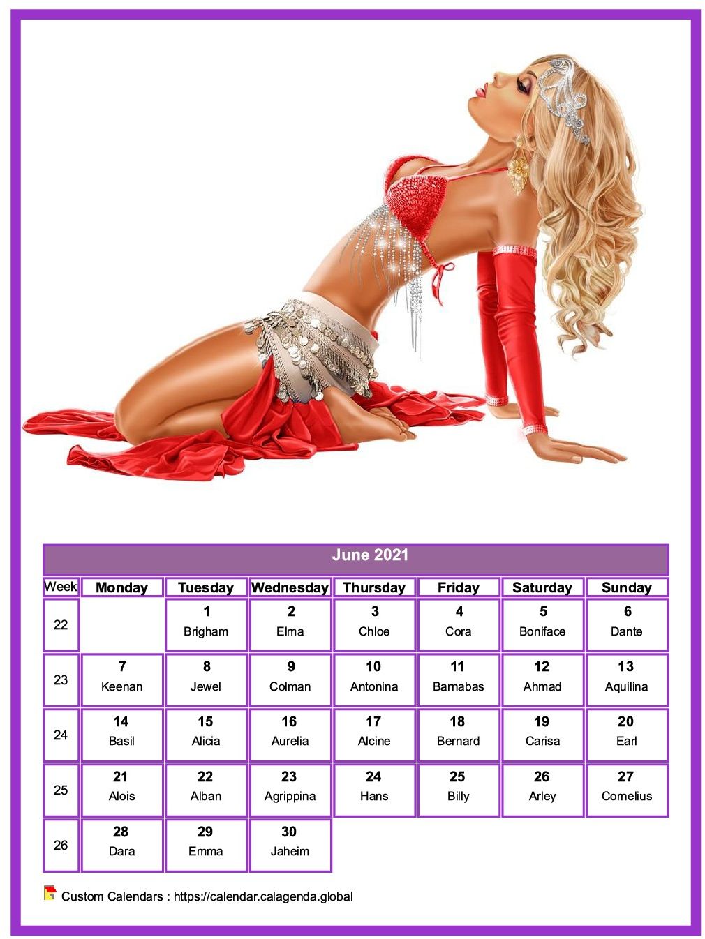 Calendar June 2021 women