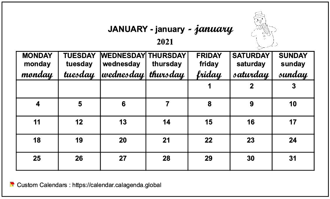 Calendar monthly 2021 maternal and primary school