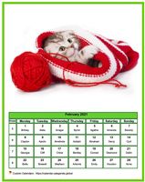 February 2021 calendar of serie 'cats'