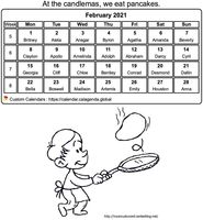 February 2021 coloring calendar