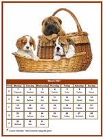 March 2021 calendar of serie 'dogs'