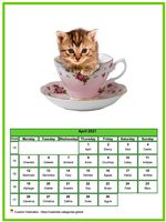 April 2021 calendar of serie 'cats'