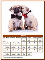 April 2021 calendar of serie 'dogs'