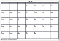 2021  calendar April blank format landscape