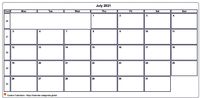 Calendar july 2021
