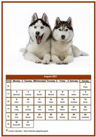 August 2021 calendar of serie 'dogs'