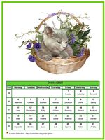 October 2021 calendar of serie 'Cats'