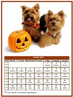 October 2021 calendar of serie 'dogs'