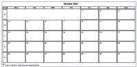 Calendar october 2021