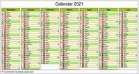 Seven-month 2021 calendar