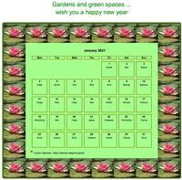 Calendar monthly 2021 water lily patterns