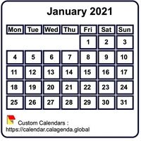 Monthly 2021 mini white calendar