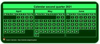 2021 quarterly mini green calendar