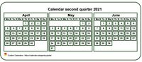2021 quarterly mini white calendar