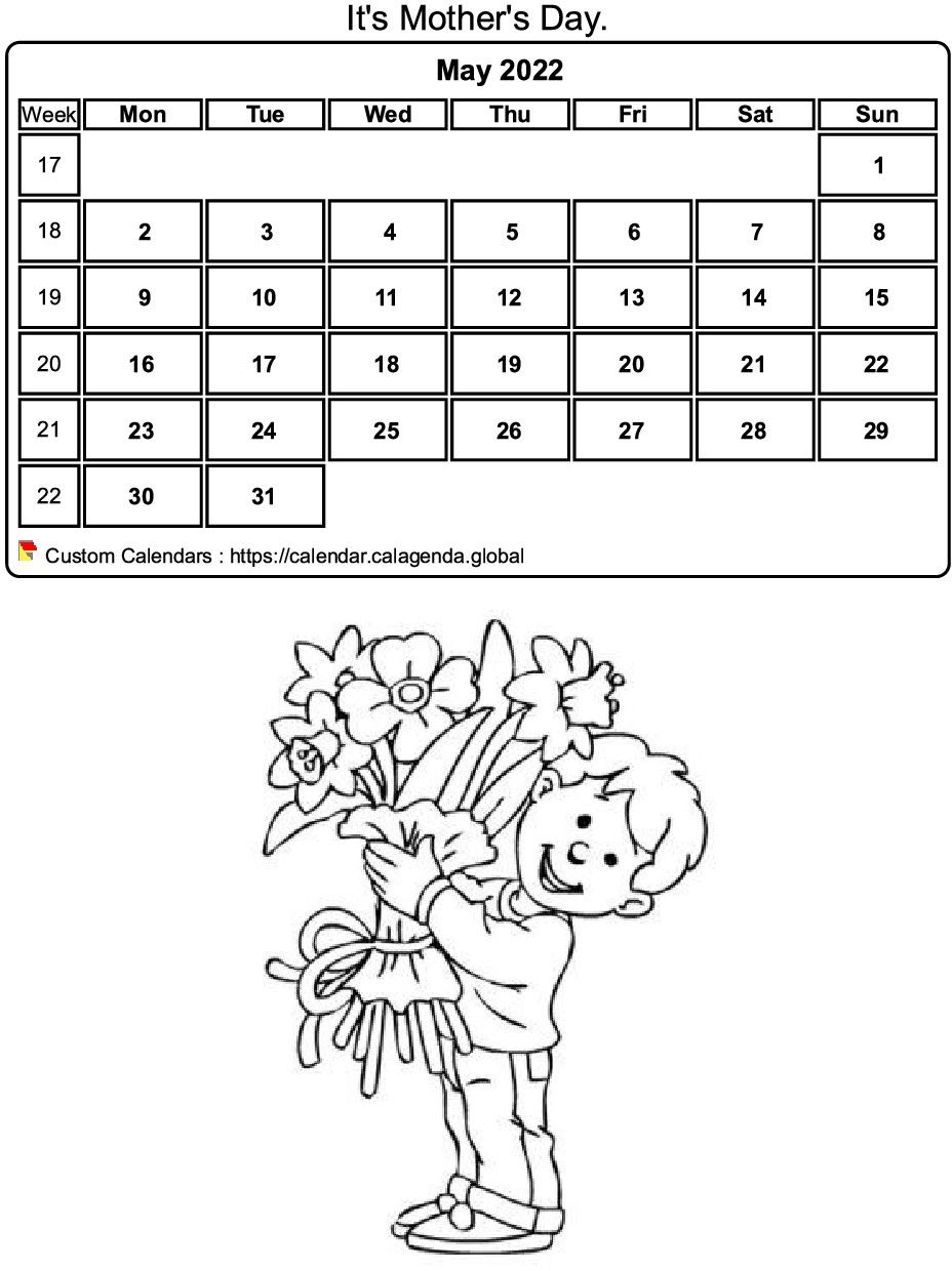 Calendar coloring May 2022