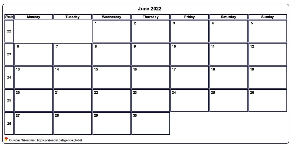 Calendar June 2022