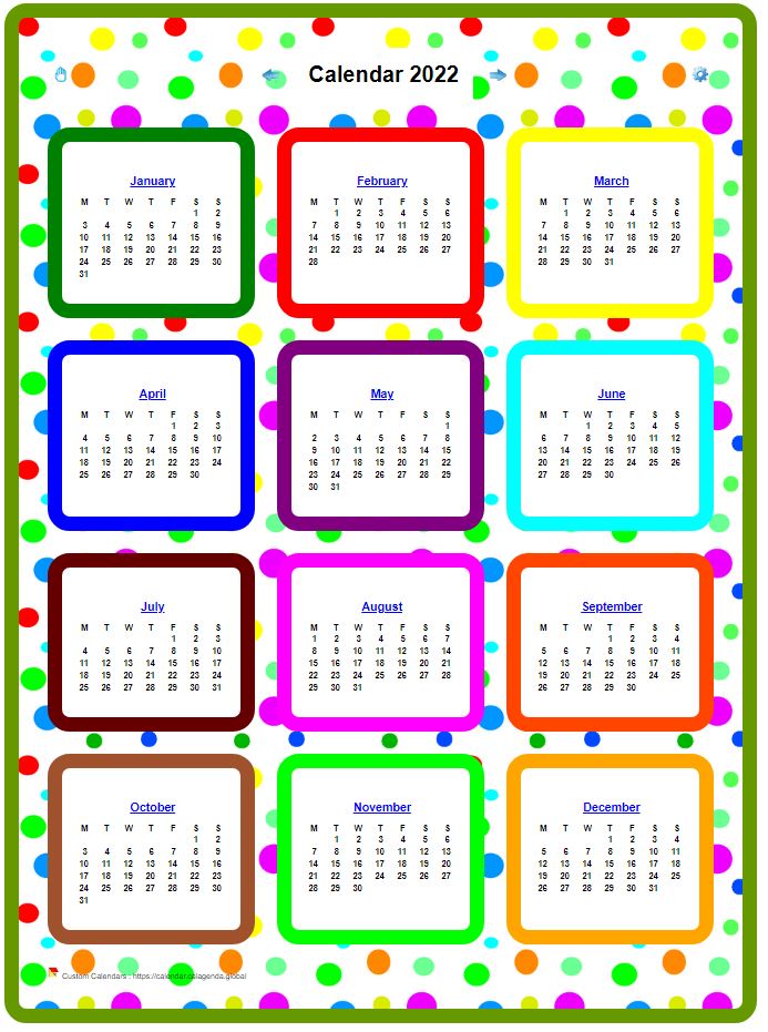 Calendar 2022 annual colored