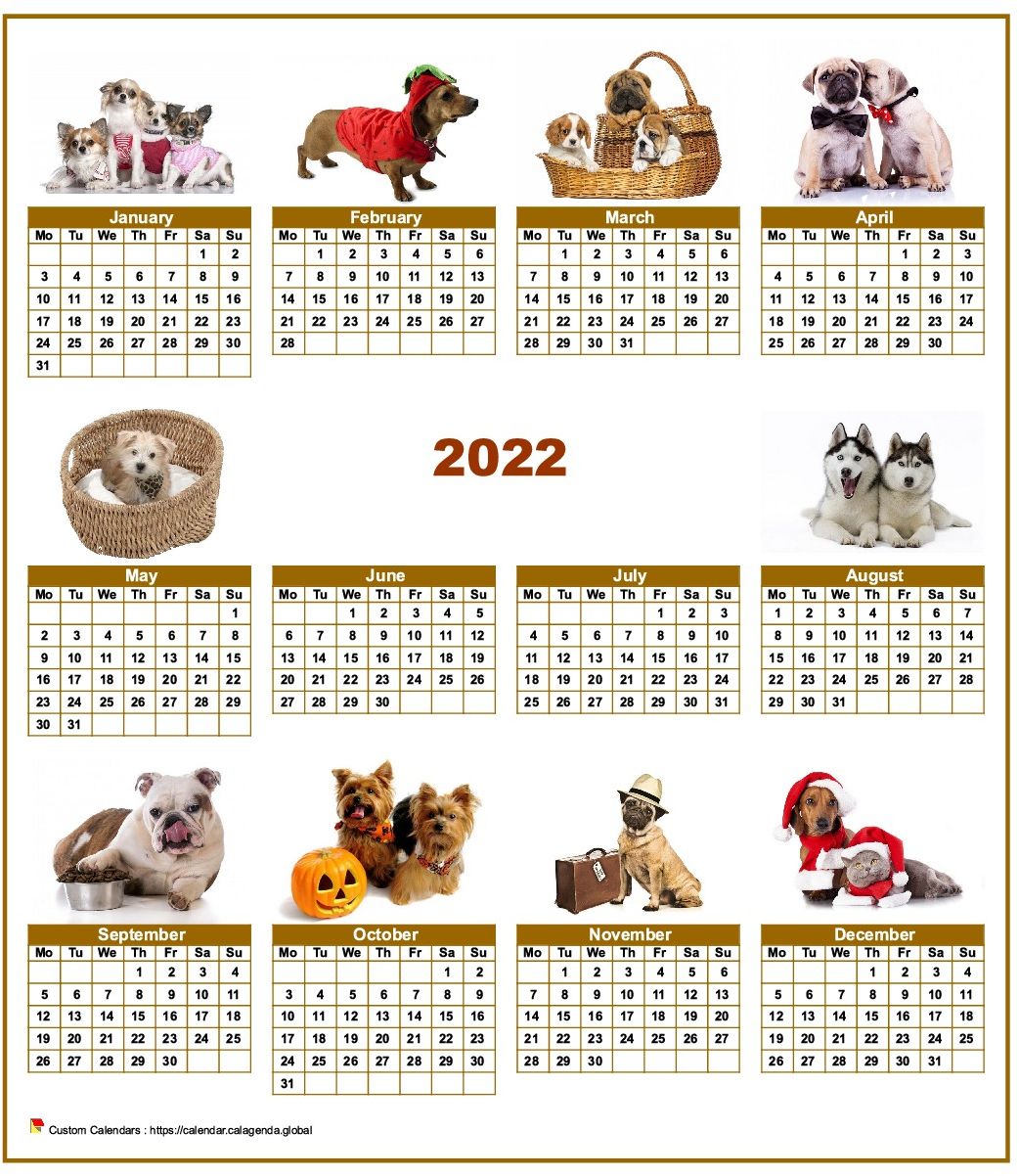 Calendar 2022 annual special 'dogs ' with 10 photos