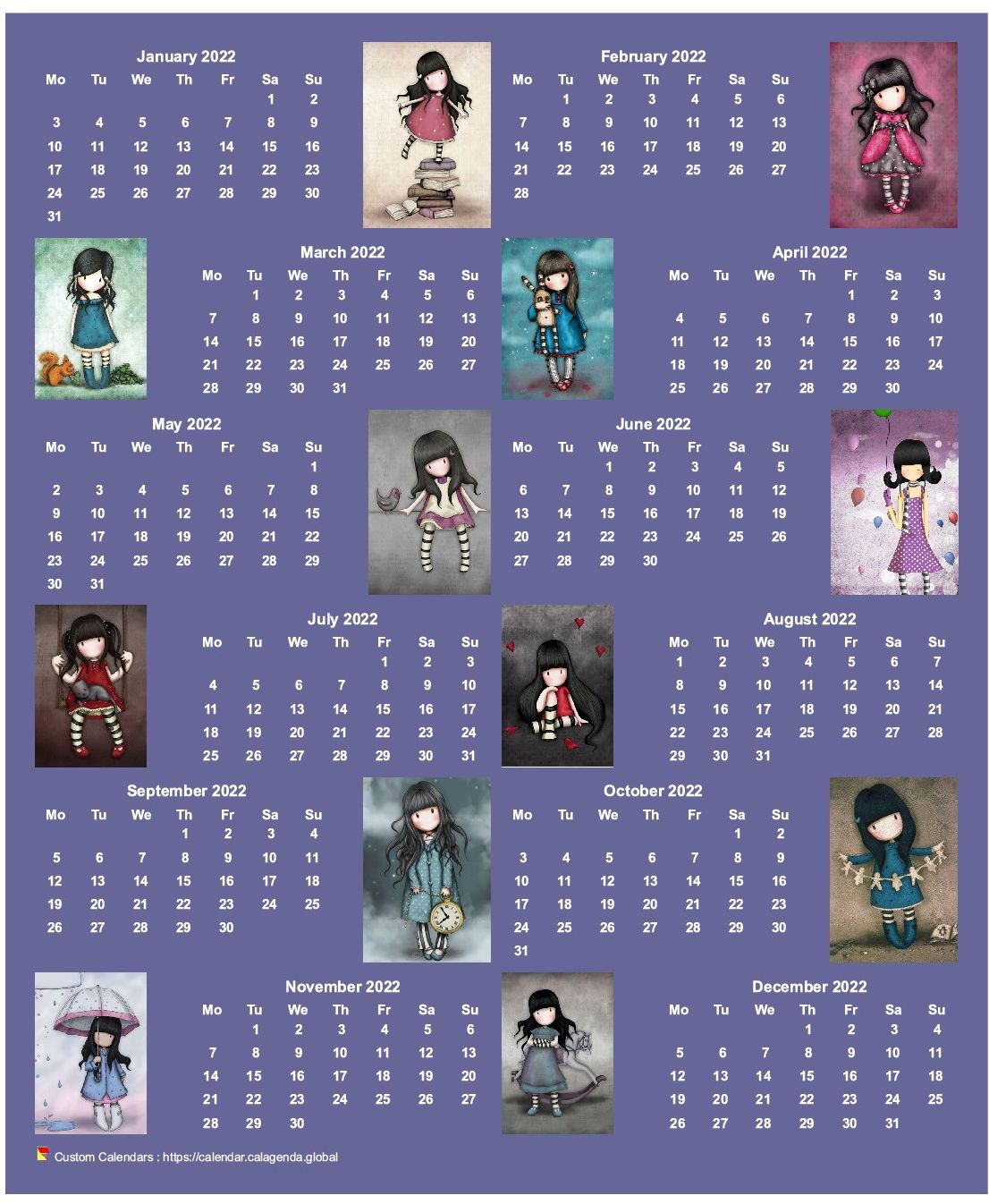 Calendar 2022 annual Gorjuss