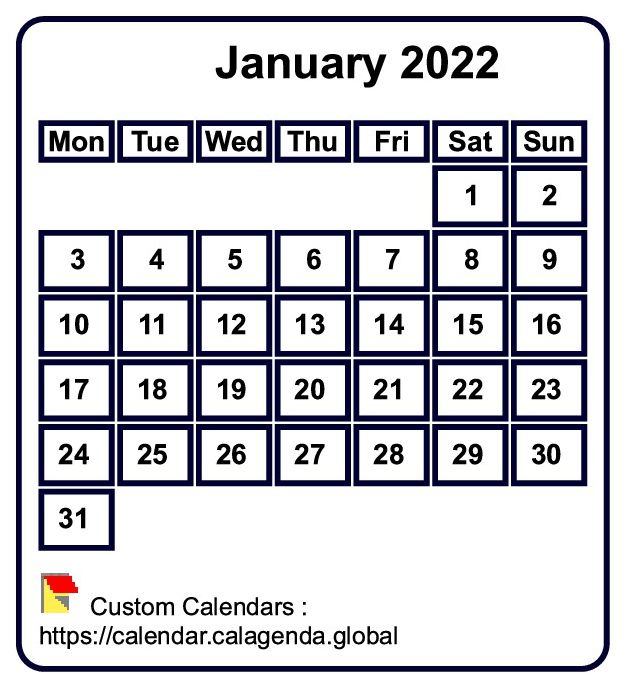 Calendar monthly 2022 to print, white background, tiny size, pocket size, special wallet