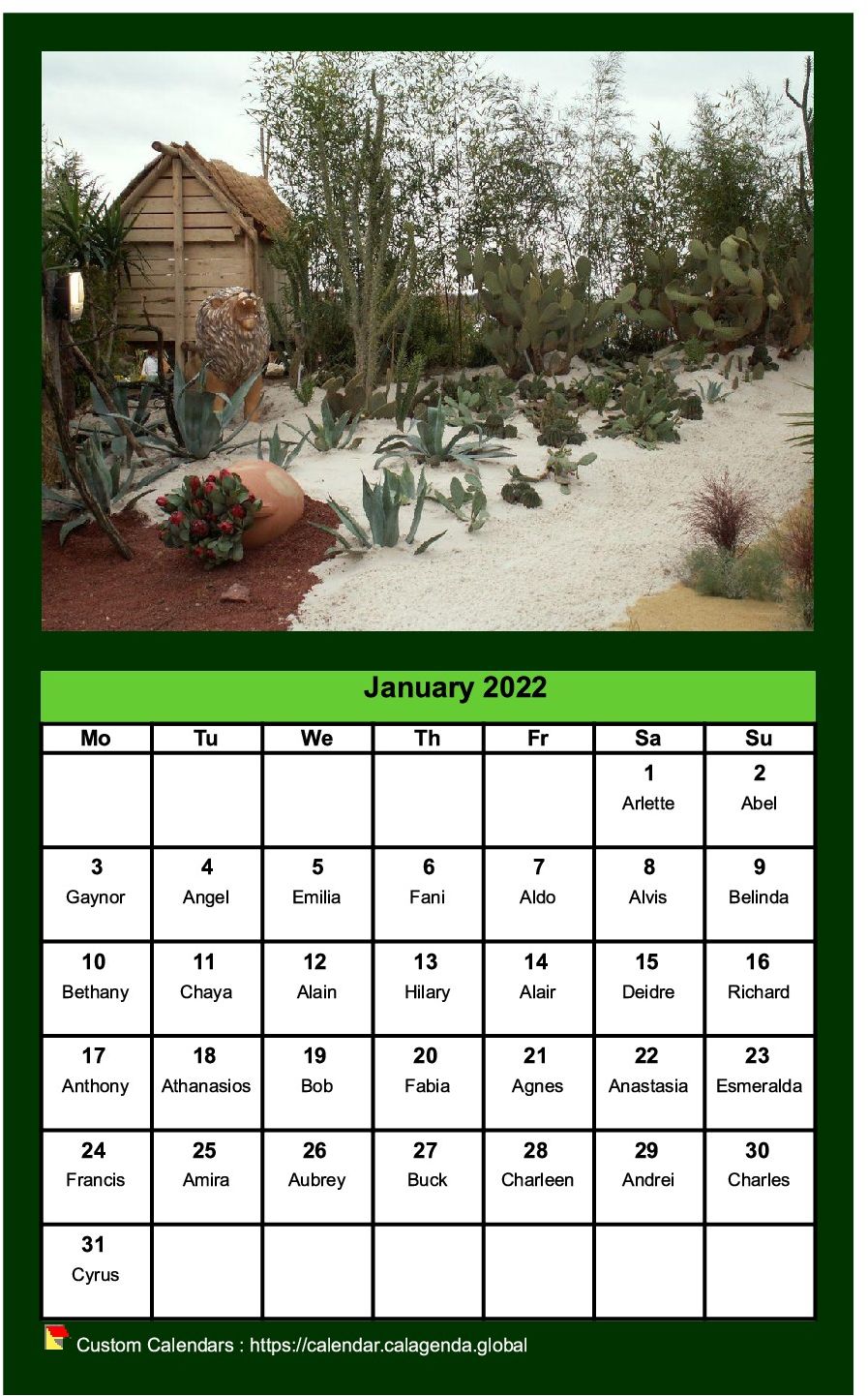 Calendar monthly 2022 with a different photo every month