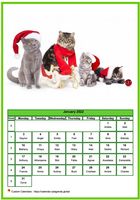 January 2022 calendar of serie 'Cats'