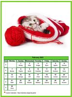 February 2022 calendar of serie 'cats'