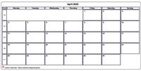 Calendar april 2022