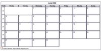 Calendar june 2022