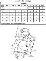 July 2022 coloring calendar