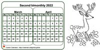 Two-month 2022 coloring calendar