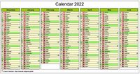 Seven-month 2022 calendar