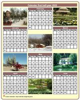 2022 half-year calendar with a different photo each month