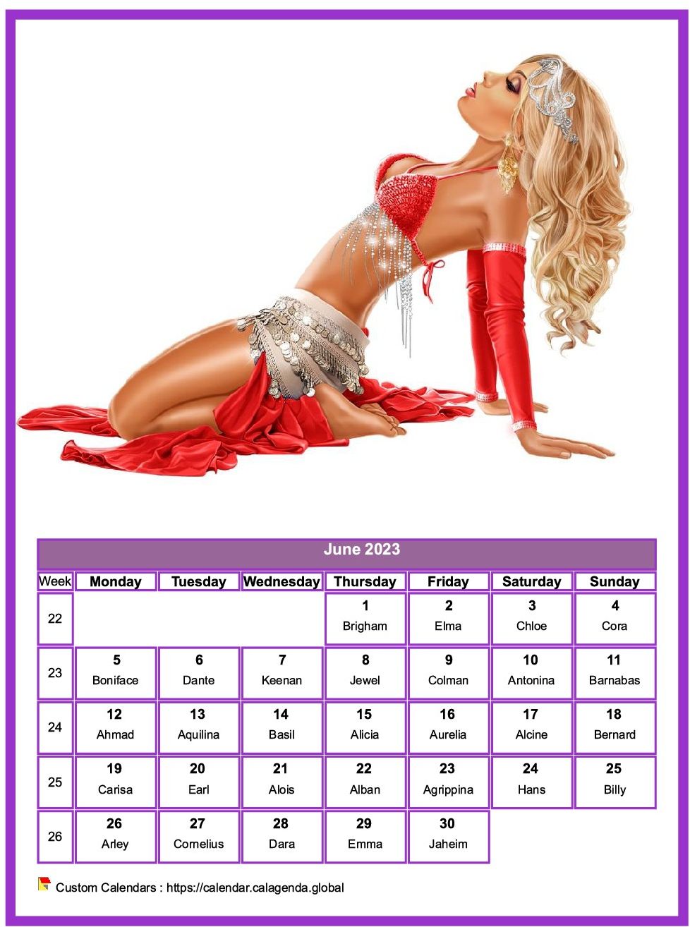 Calendar June 2023 women
