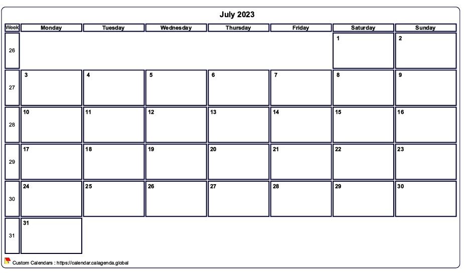 Calendar July 2023