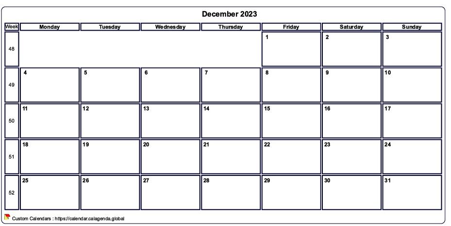 Calendar december 2023