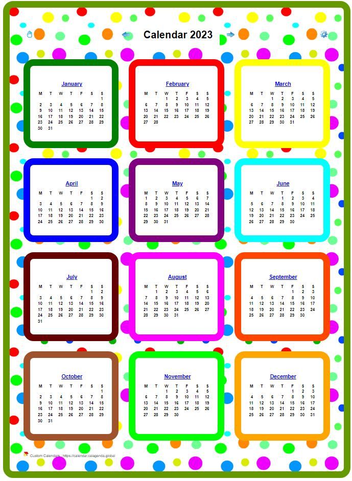 Calendar 2023 annual colored