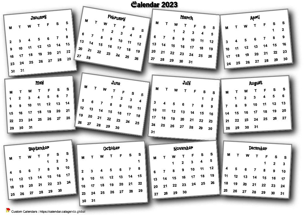 Calendar 2023 annual 3D pell-mell