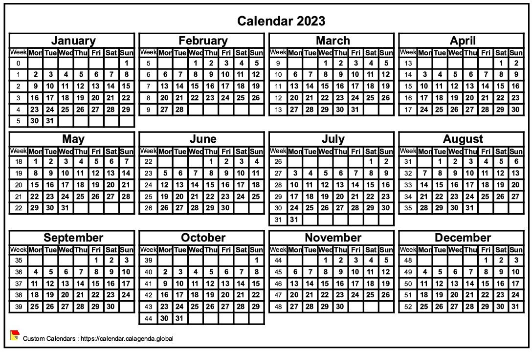 Calendar 2023 format landscape