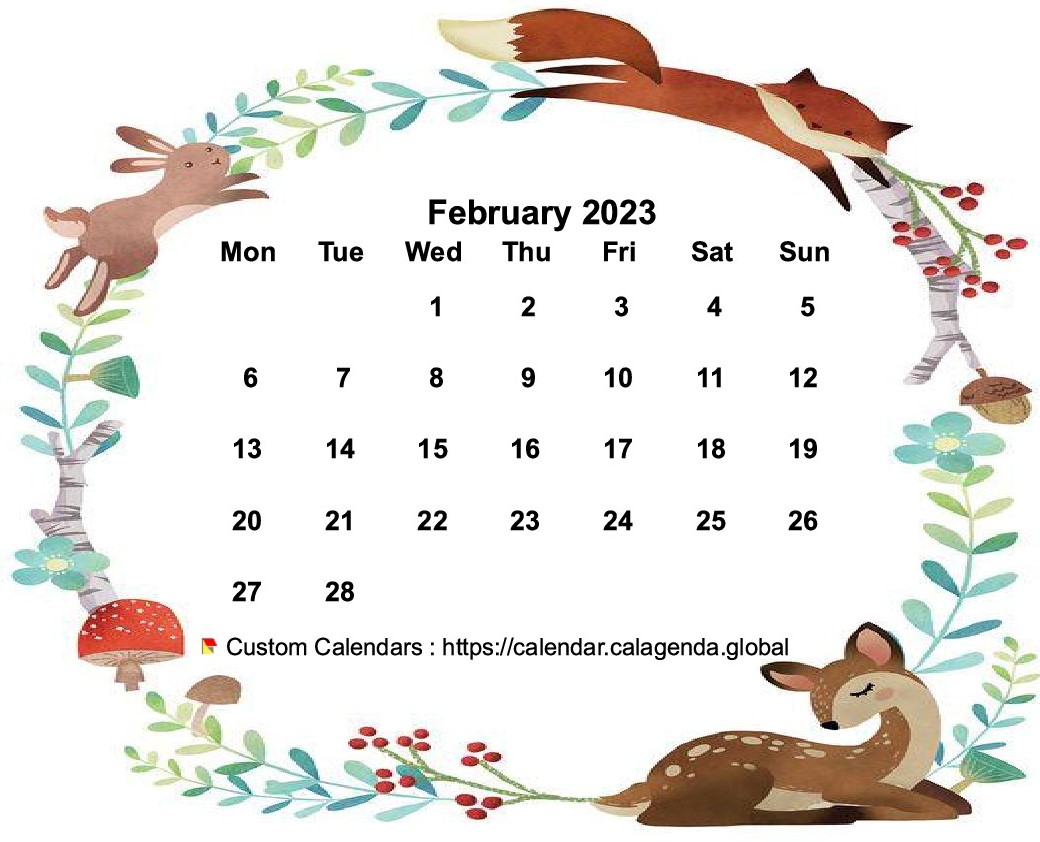 Calendar monthly 2023 flora and fauna style