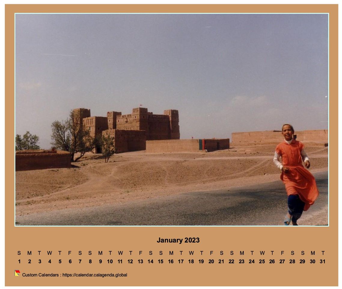 Calendar monthly 2023 horizontal with photo