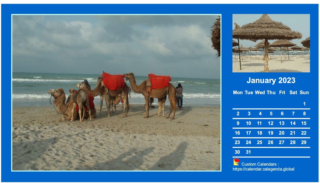 Calendar monthly 2023 with two photos