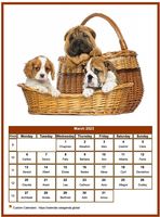 March 2023 calendar of serie 'dogs'